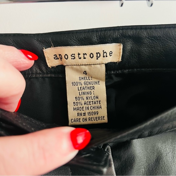 NWT Vintage Deadstock High Rise Black 100% Leather Straight Leg Pant 4 - Picture 5 of 14